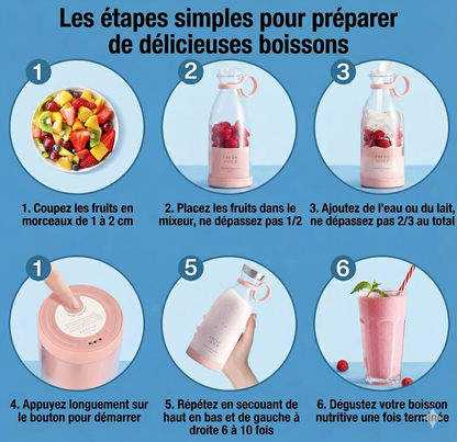 Blender Portable - Bouteille Smoothie Auto-Mixante